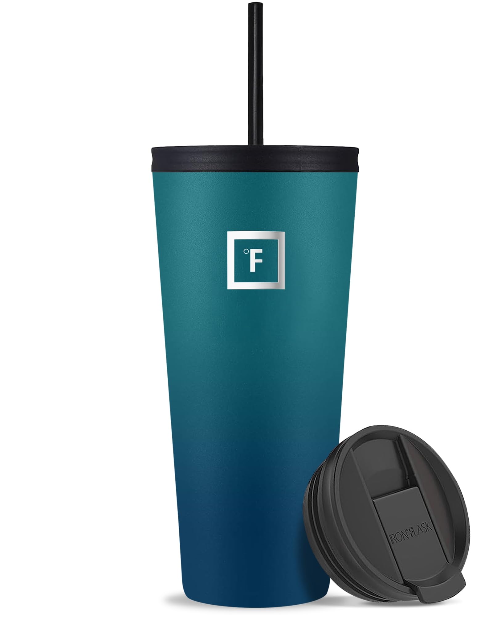 IRON °FLASK Classic Tumbler - Vacuum Insulated Stainless Steel Water Bottle, Double Walled, Drinking Cup, Insulated Travel Mug (Dark Night, 32 oz Solid Lid)