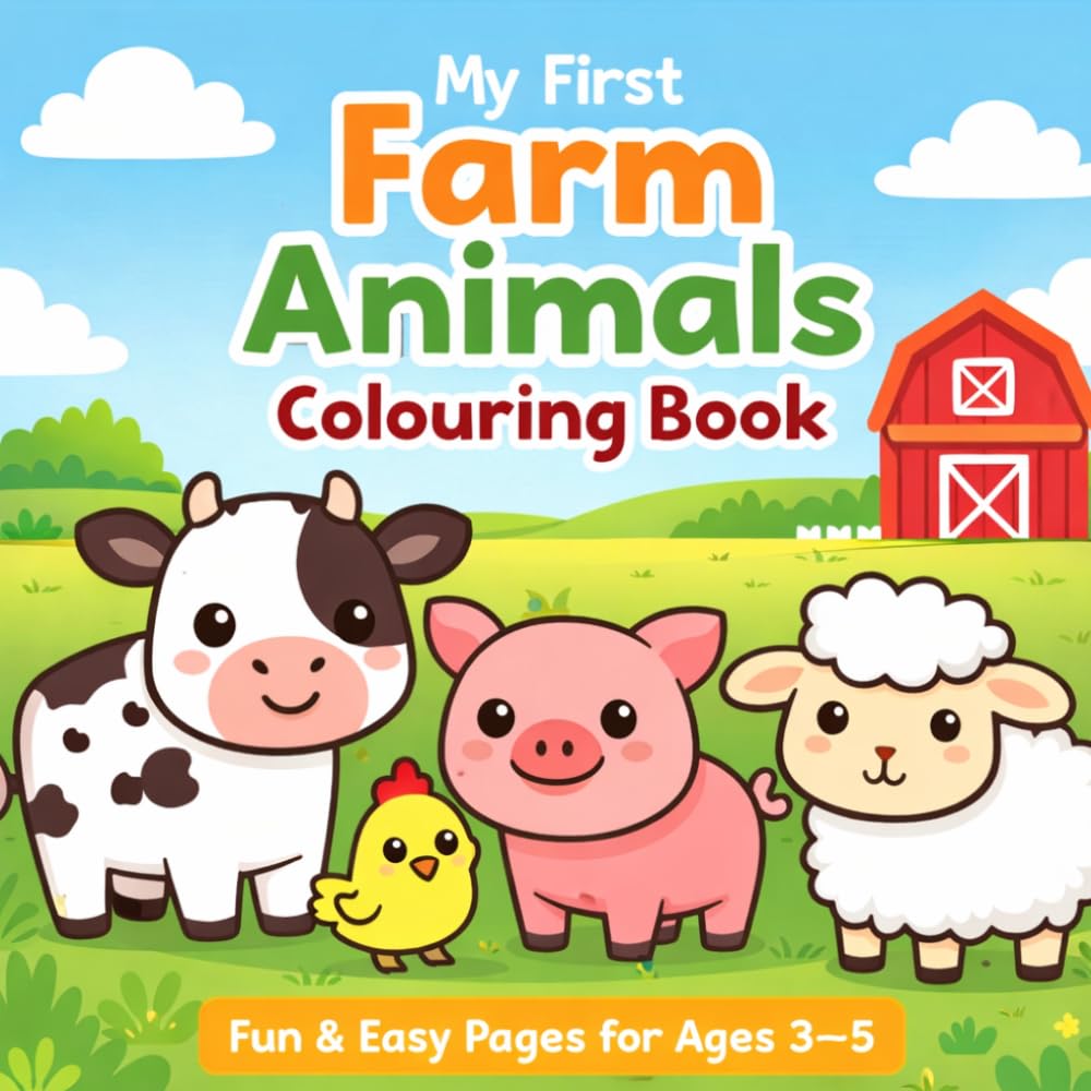 My First Farm Animals Colouring Book: Fun & Easy Pages for Ages 3-5