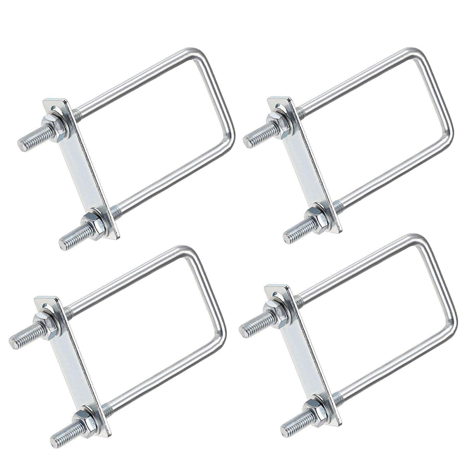 TOP-VIGOR 4 sets M8 Square U-Bolts, 50mm Inner Width 150mm Length Steel U-Bolts with Nut, Plate