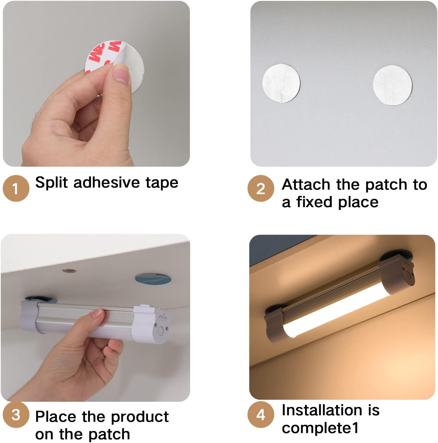 LETOUR Cabinet Light LED Tube Magnetic Light 4000Lumens 5200mAh 3 Colour Stepless Brightness Dimming Camping Lantern USB Rechargeable Portable Lights with 2 Magnets Endurance for 60 Hours - Image 6
