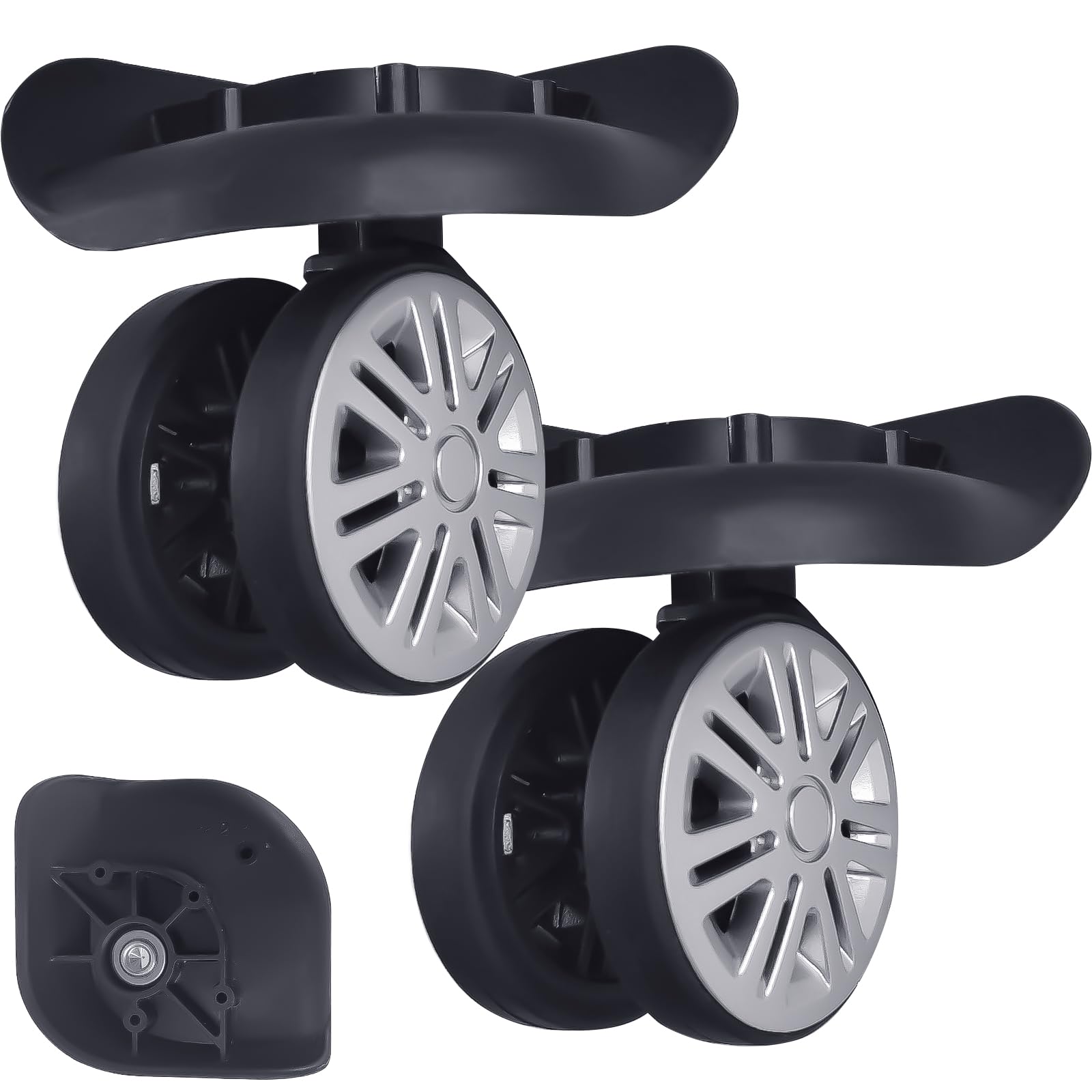 W174-Replacement Luggage Wheels Repair Suitcase Bag Parts Spinner Wheels Casters Black A Pair 2 pcs