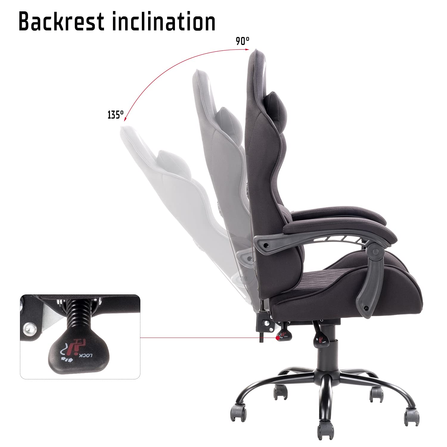 ITEK RHOMBUS FF10 Sedia Gaming ergon. Nera, schienale reclinabile, cuscino poggiatesta, sup. lombare, confort e design, ideale come sedia ufficio, sedia per studio o poltrona per gamer