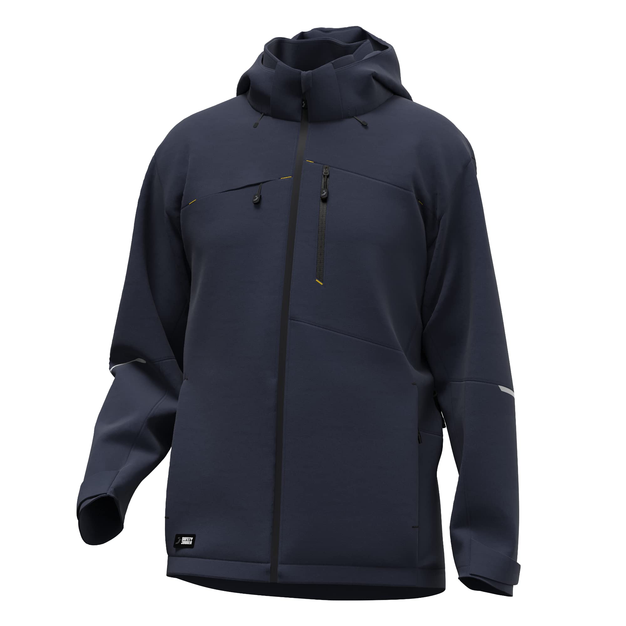 SAFETY JOGGER Kasai wodoodporna kurtka softshell dla mężczyzn - oddychająca kurtka robocza z praktycznymi kieszeniami, odblaskowe detale i odpinany kaptur, kurtka outdoorowa