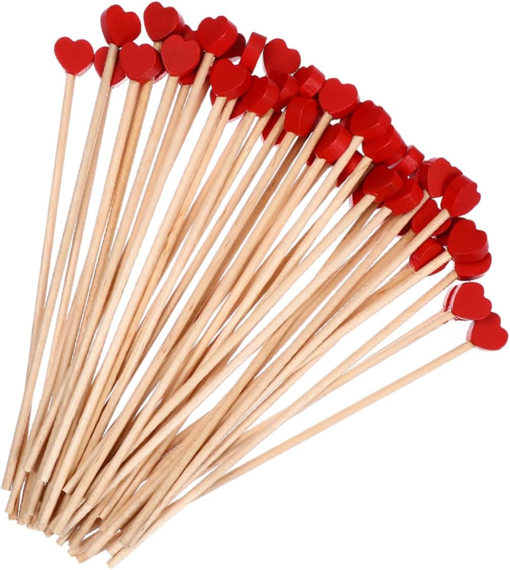 SHOWERORO 200pcs Wooden Honey Stick Stirrer for Coffee Tea Cocktails Heart Design Elegant Drink Accessories for Coffee Lover Gifts
