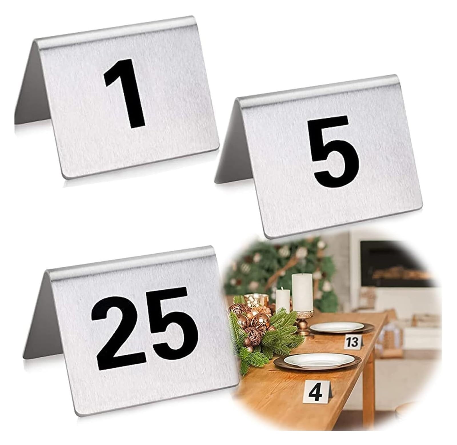 Tischnummern, Tischschilder mit doppelseitigen schwarzen Zahlen, Tischkarten, ideal for rustikale Empfänge, Bankette, Cafés, Restaurants(1 to 50)