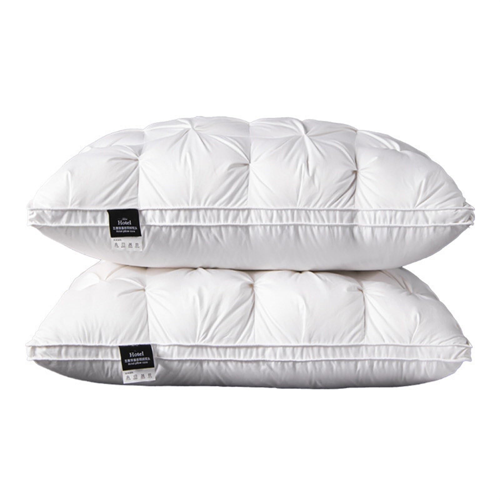 2 almohadas cómodas de plumón de algodón con núcleo de plumón de ganso blanco, núcleo de almohada cervical (almohada alta 1 unidad)