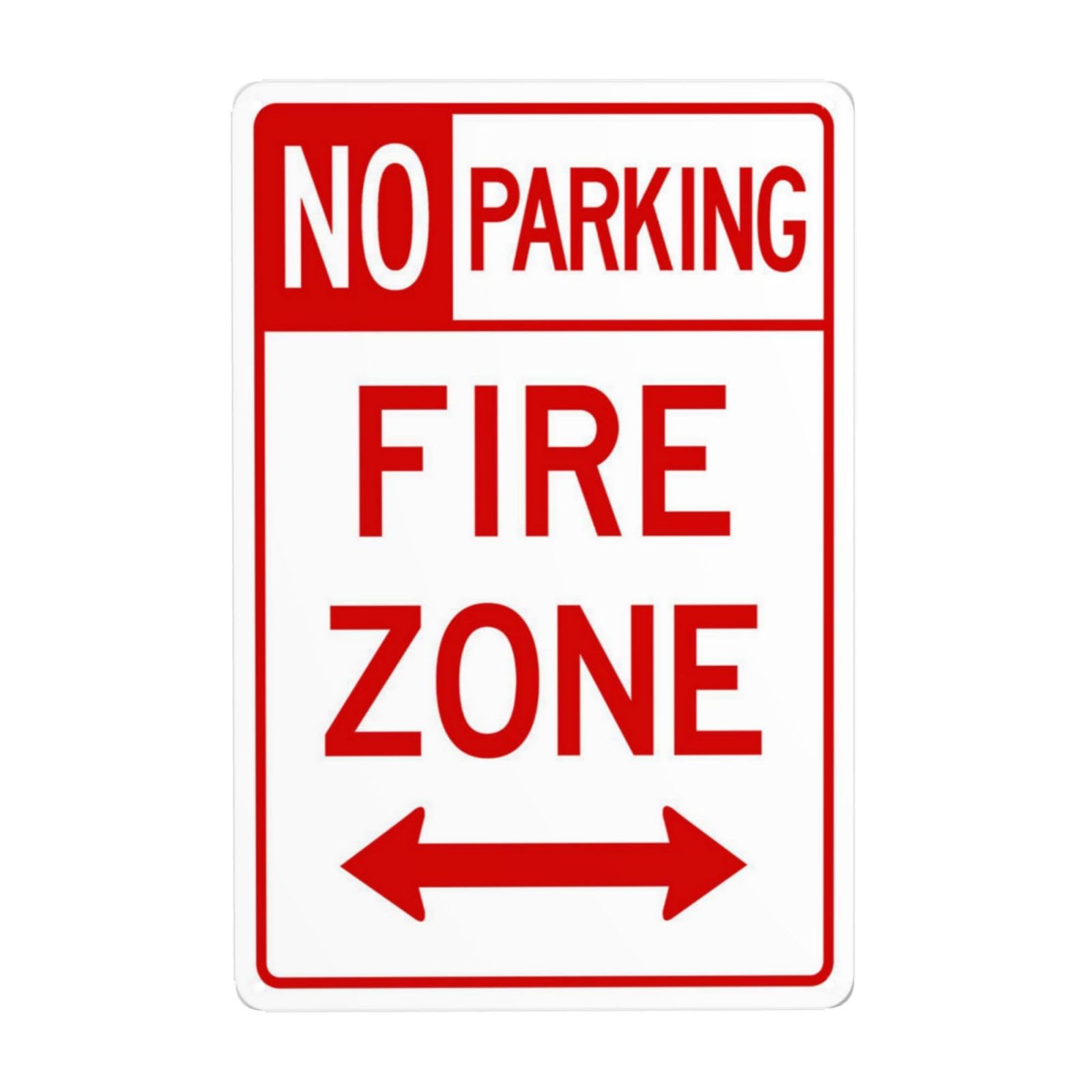 SMAZDFXX Double Arrow No Parking Fire Zone Metal Warning Signs, Cautions Security Tin Sign, Safety Posted Signs for Street Business Wall Decor 8"x12"