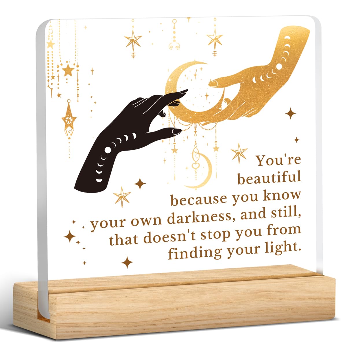 Witchy Gifts for Women Men, Inspirational Gifts for Friend Coworker, Gothic Room Decor, Encouraging Gift, Celestial Wiccan Witch Acrylic Desk Sign Home Decor (4 x 4 Inches)