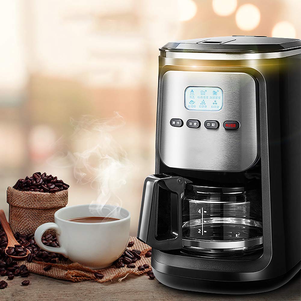 Macchina da caffè Completamente Automatica con macinacaffè Integrato, Macchina da caffè a Doppio Uso per Chicchi e Polvere, Pulizia Automatica, 600 ml.,