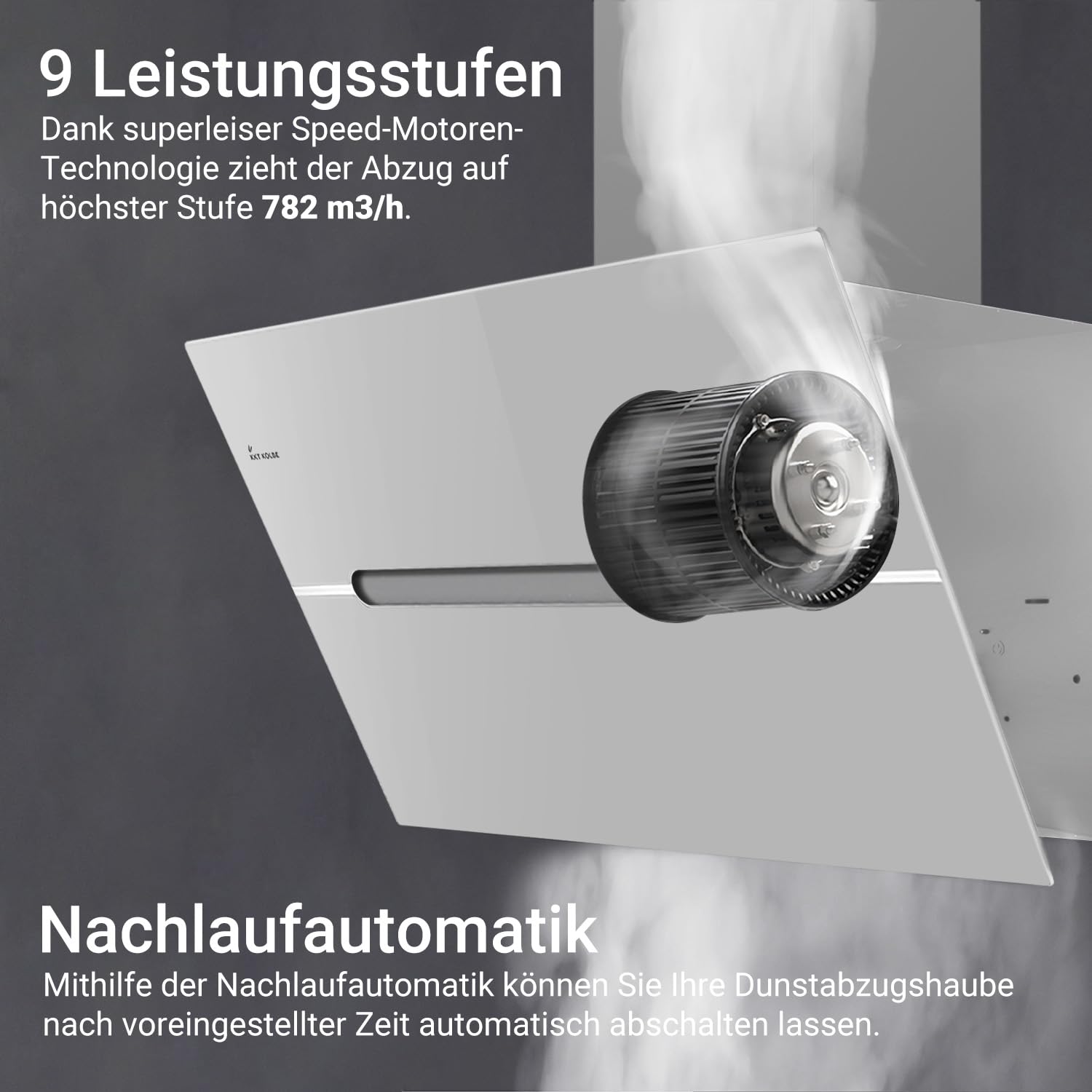 KKT KOLBE Dunstabzugshaube 60 cm 782 cbm/h Umluft Abluft Kopffrei Wandhaube Weiß Glas Smart WiFi WLAN RGBW-LED ECCO6005WM