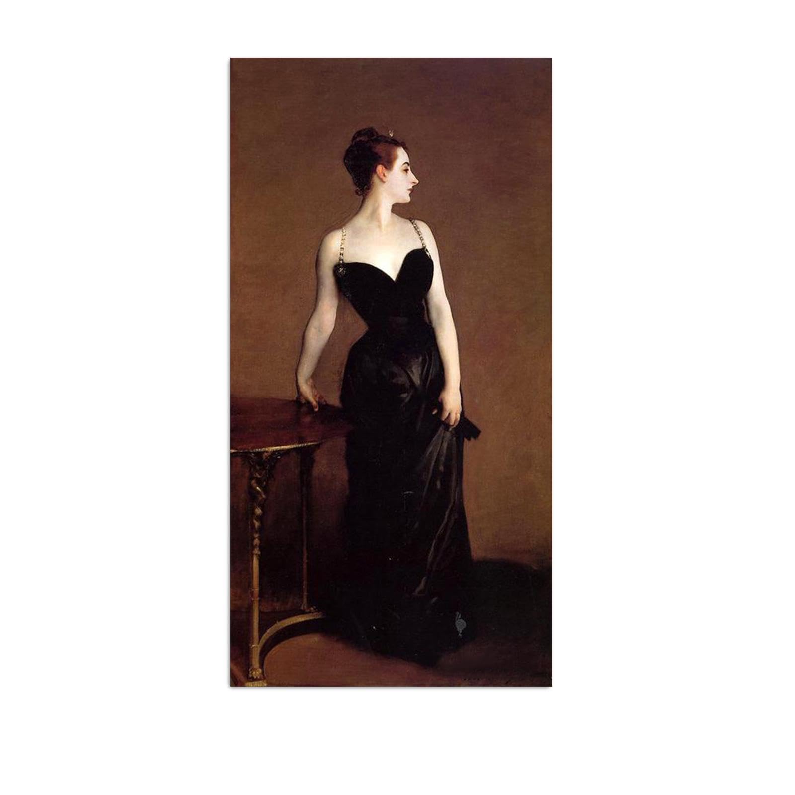 JZSDGB Klasyczny obraz na płótnie, sztuka ścienna - John Singer Sargent, słynne wydruki ścienne reprodukcja na płótnie, Madame X, plakat, dzieło sztuki, obrazy na płótnie, do dekoracji domu, 20 x 40