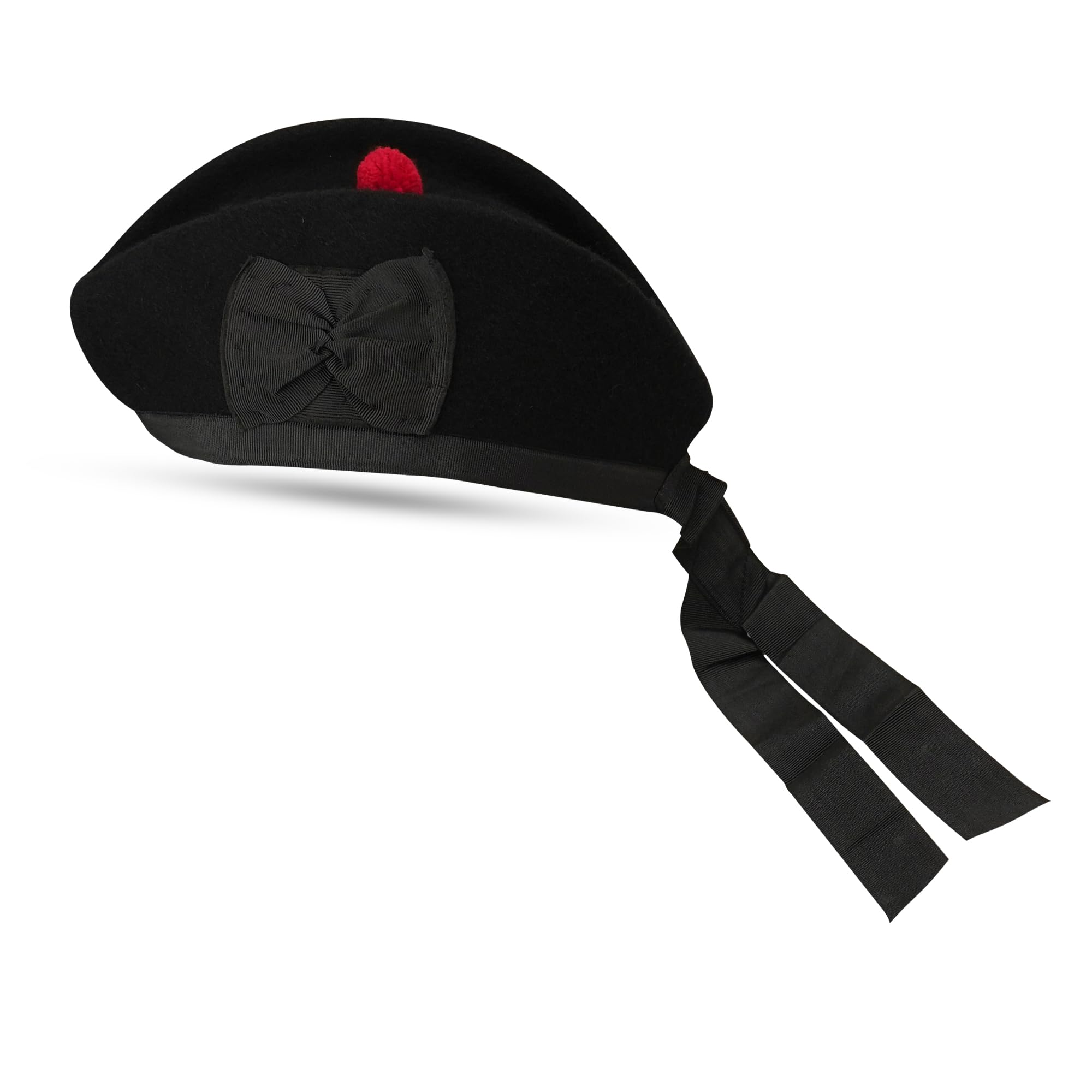 Glengarry HAT Wool Cap with Soft Cotton Lining Comfortable FIT Kilt Accessories – Military Cap (UK, Numeric, 7 (UK 56), Black Wool Plain)