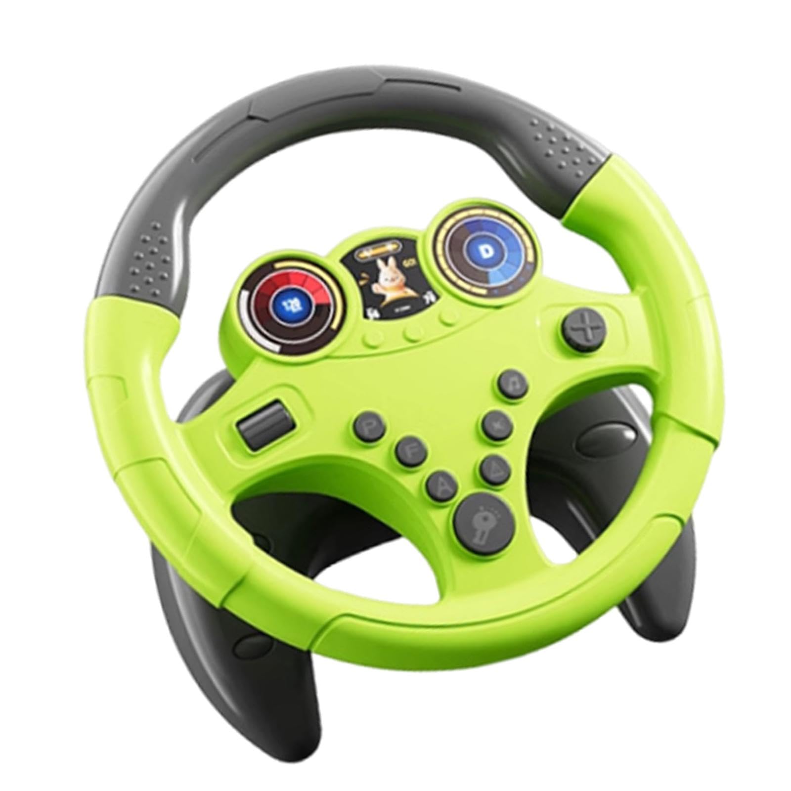 Volante Giocattolo di Simulazione, Volante Musicale per Bambini, Gioco di Ruolo con Suoni Elettrici, Ventosa E Cinturino, Adatto per Viaggi E Momenti, Grande Base Verde, Taglia unica bambino