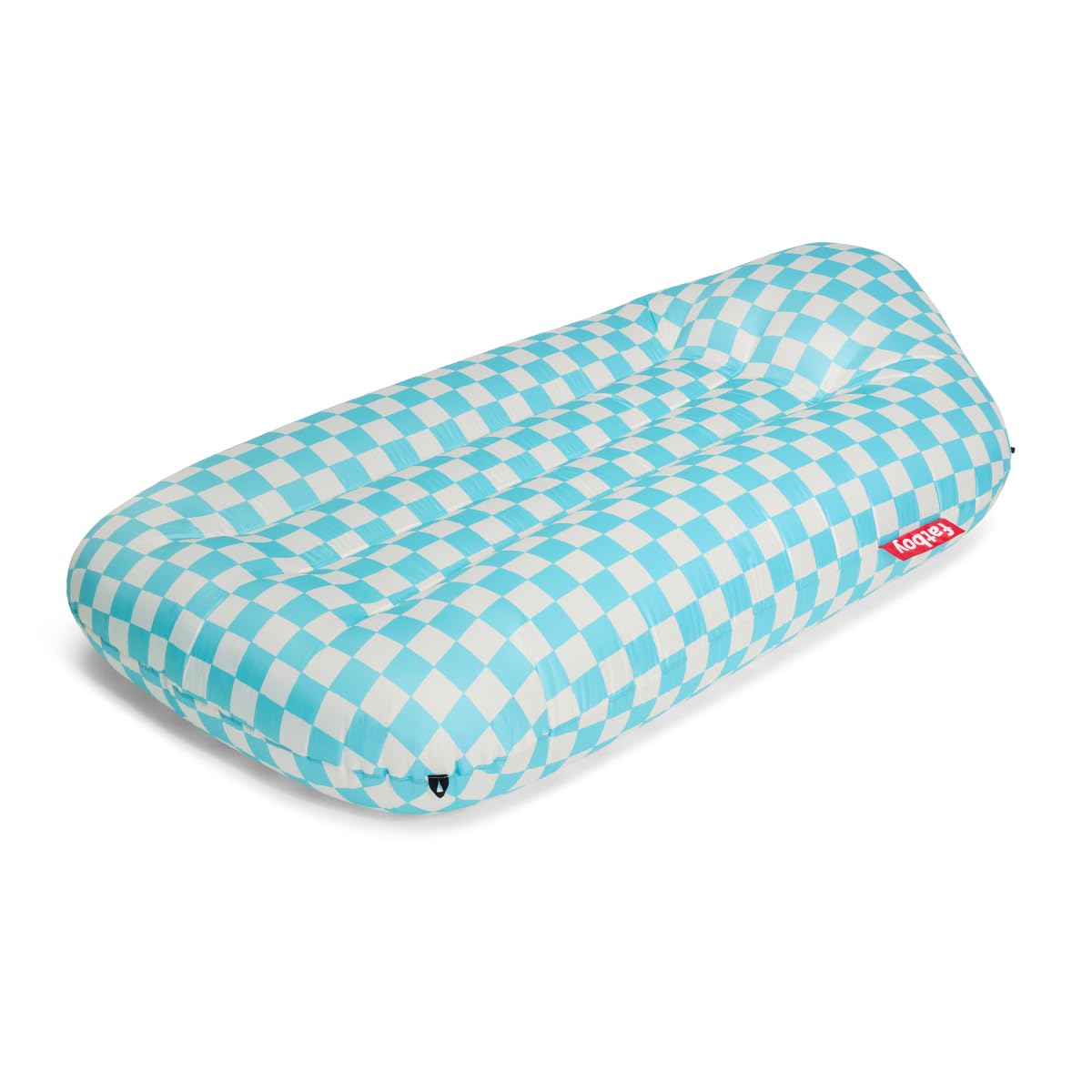 Fatboy Lamzac L Inflatable Sofa Lounger – No-Pump Air Sofa for Indoors & Outdoors use, Camping, Adults & Kids | Singolo |Chess Azur | 195 x 112 x 55 cm