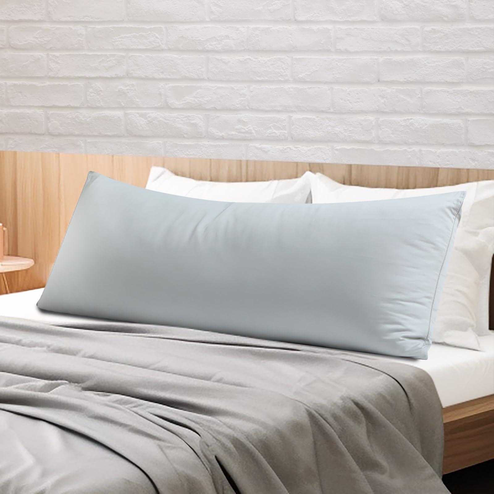 100% Egyptian Cotton Body Pillow Cover Long Pillow Case 600 Thread Count | Bed Pillow Protector with Zipper, Sateen Weave Cooling Full Body Pillowcase for Adults 20x54 Inches (1PC, Body, Gray)
