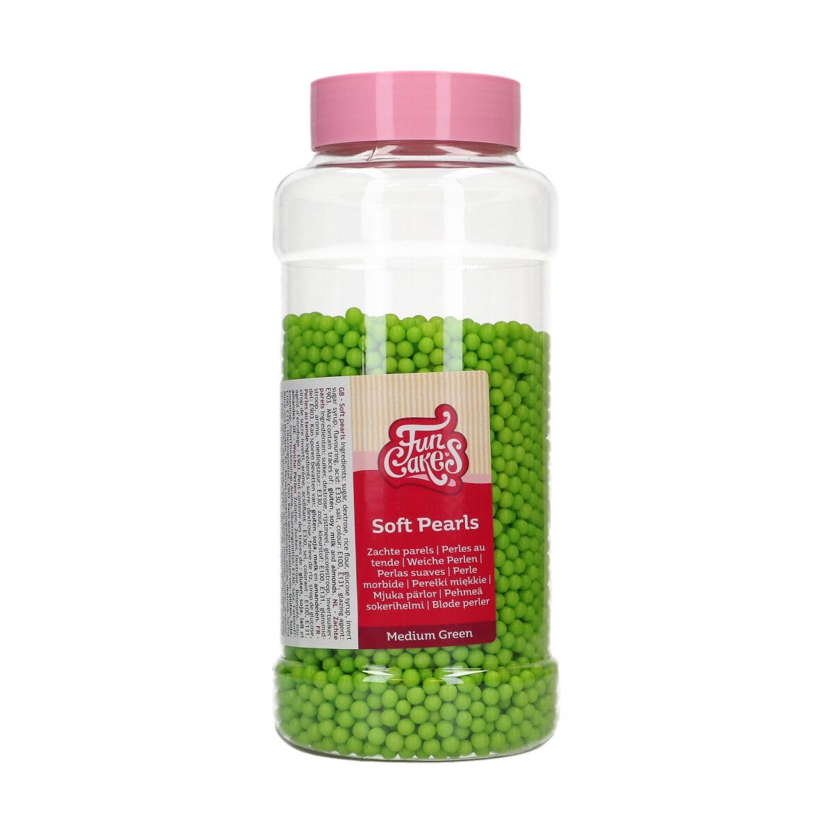 FunCakes Soft Pearls Medium Green: Cake Sprinkles, Great Taste, Perfect for Cake Decorating, Edible Soft Sugar Pearls. 500 g.