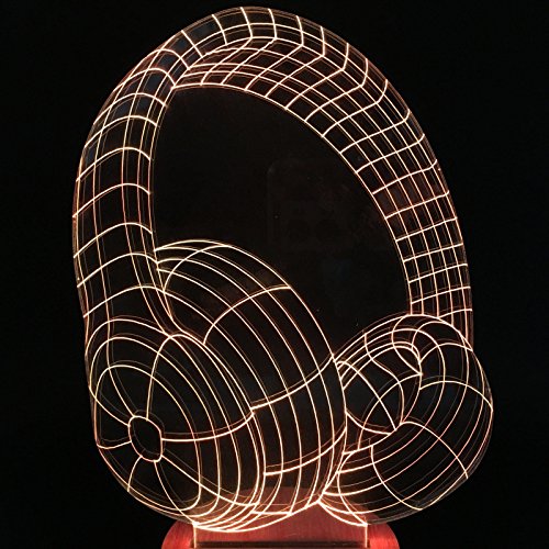 Yanghx Fugest 3D Night Light Headphone Shape Touch Table Desk Lamps 7 Color Changing Lights (Color: Multicolor) #TOP2