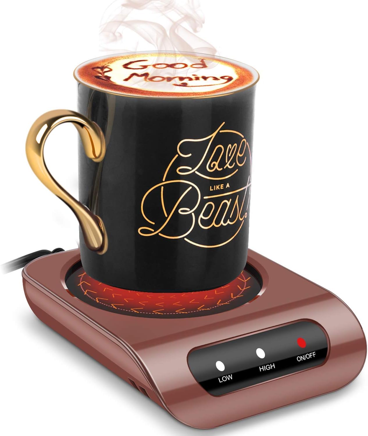 BONTIME Mug Warmer - 35 Watt Coffee Warmer for Desk with Auto Shut Off, Easy to Use and Clean, Enjoy Warm Coffee & Tea Anytime at Home and Office
