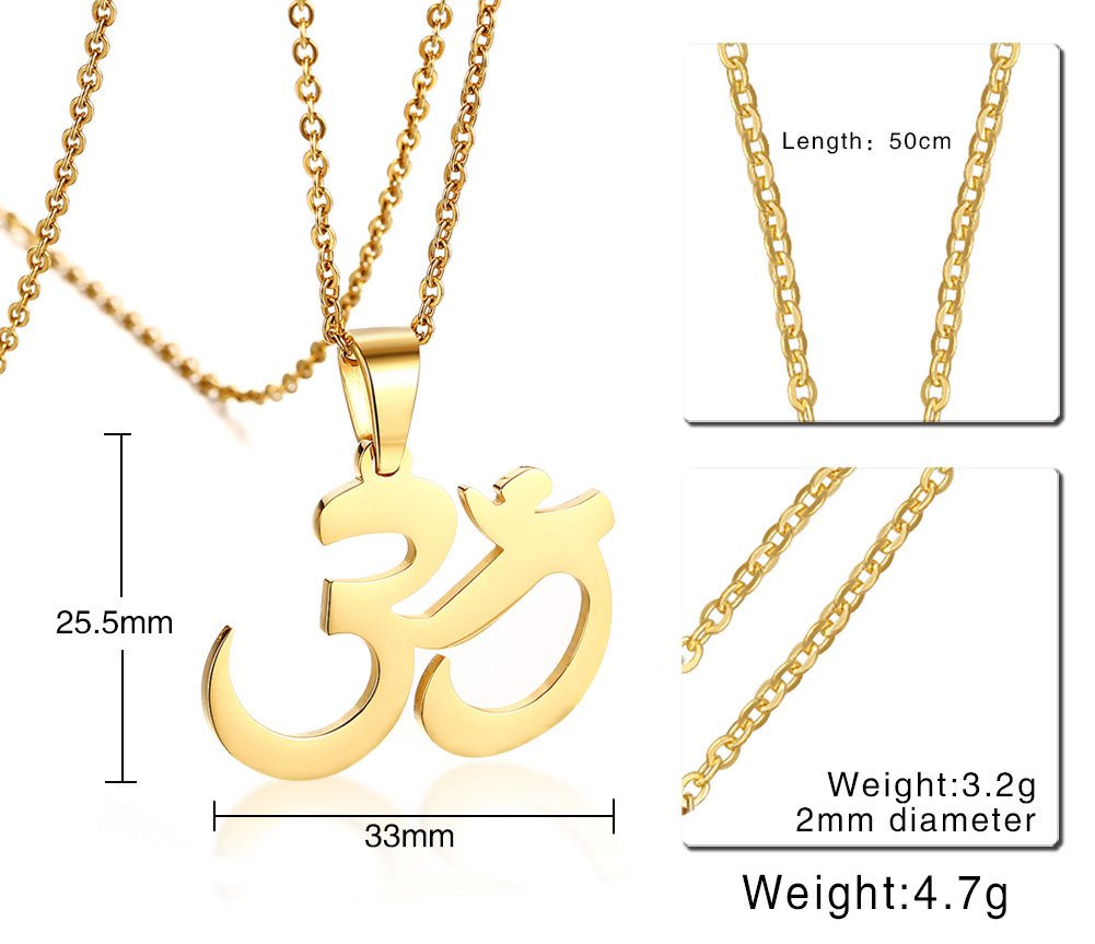 VNOX Acier inoxydable Om Mantra Indian Yoga Chakra Aum Bouddhisme Pendentif Collier pour hommes Femmes,Chaîne libre