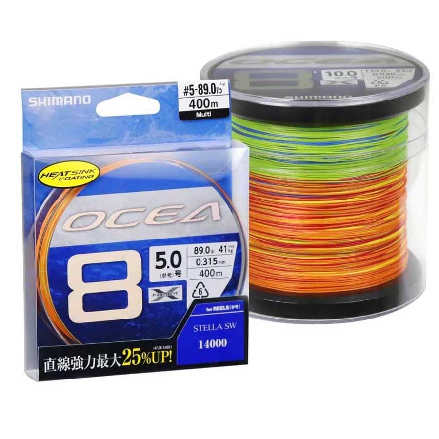 SHIMANO Line Ocea Braid 400m 28.6KG 63lb 0.23mm (3) filo da pesca per resistenza