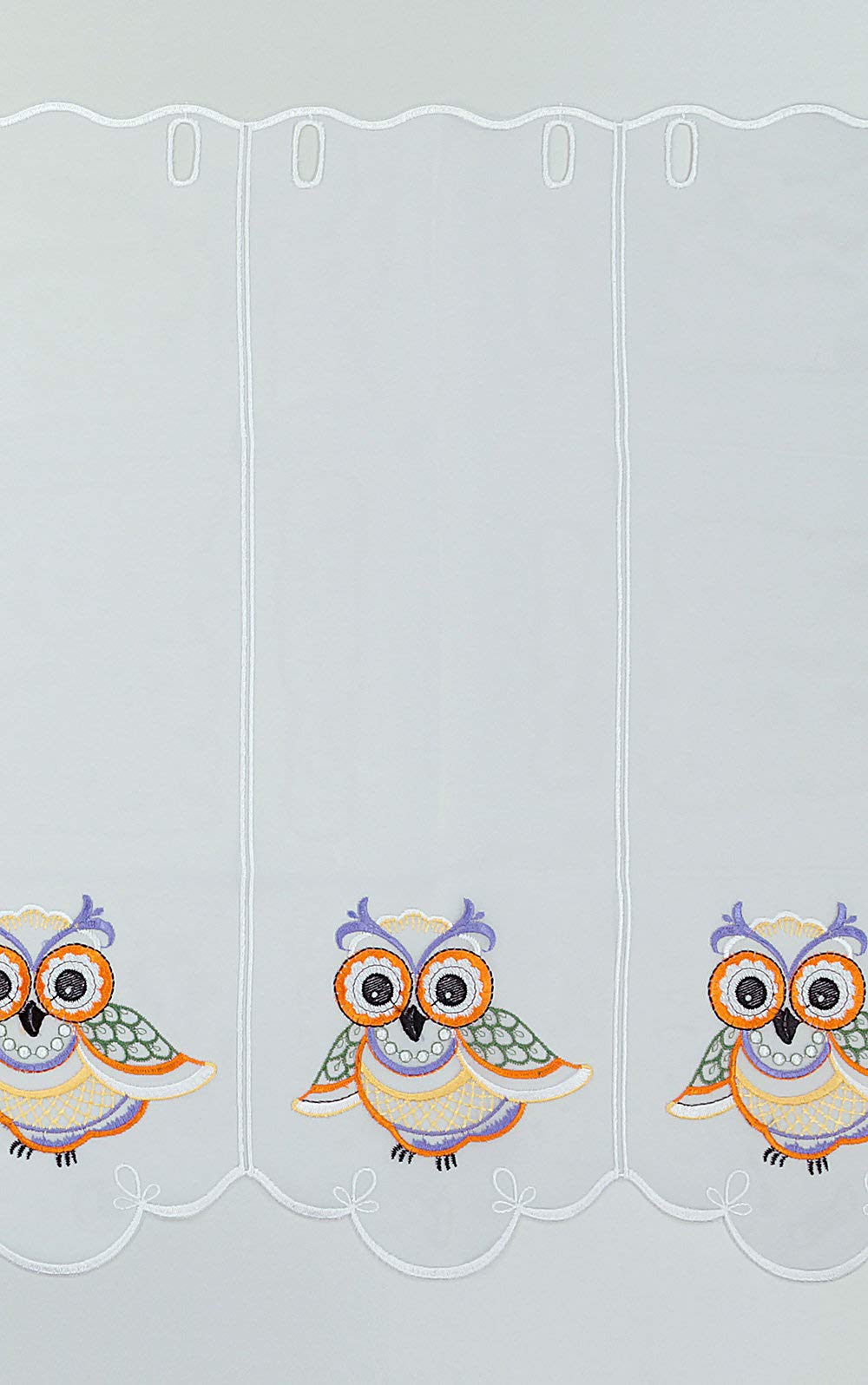 Plauener Spitze Scheibengardine Kauz (Bx H) 113,4cm * 49cm Mehrfarbig/Orange