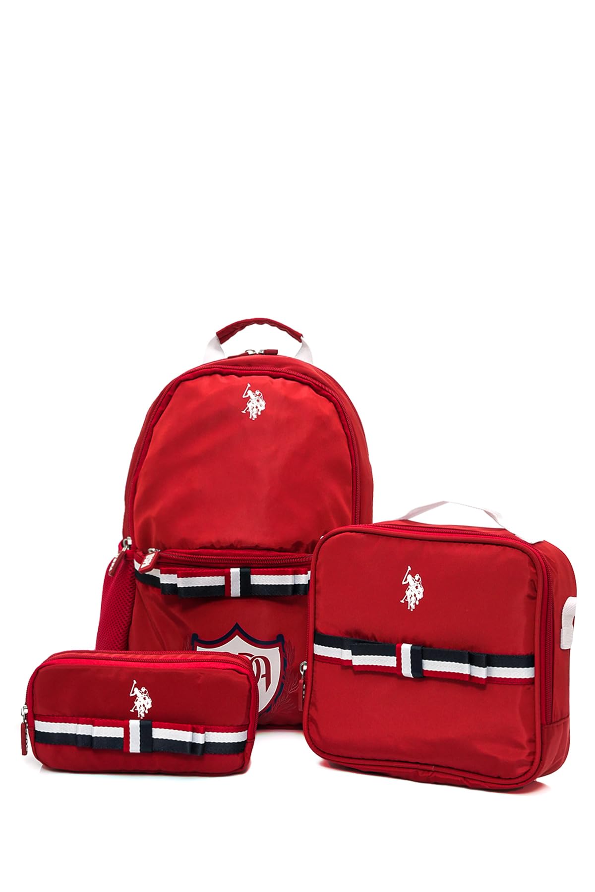 U.S. POLO ASSN. U.S. Polo. Assn. Unisex Okul Çanta Seti Plset242848586,Kırmızı Tek Ebat