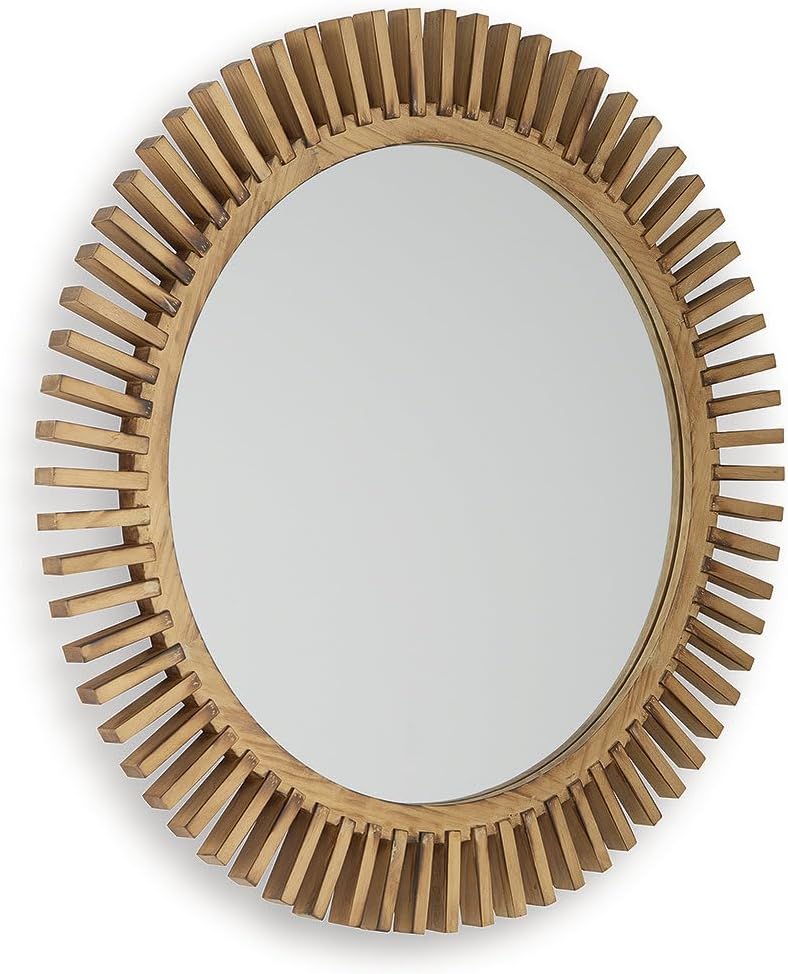 Signature Design by Ashley Tedwell Modern Accent Mirror with Wood Frame, Light Brown - Image 6