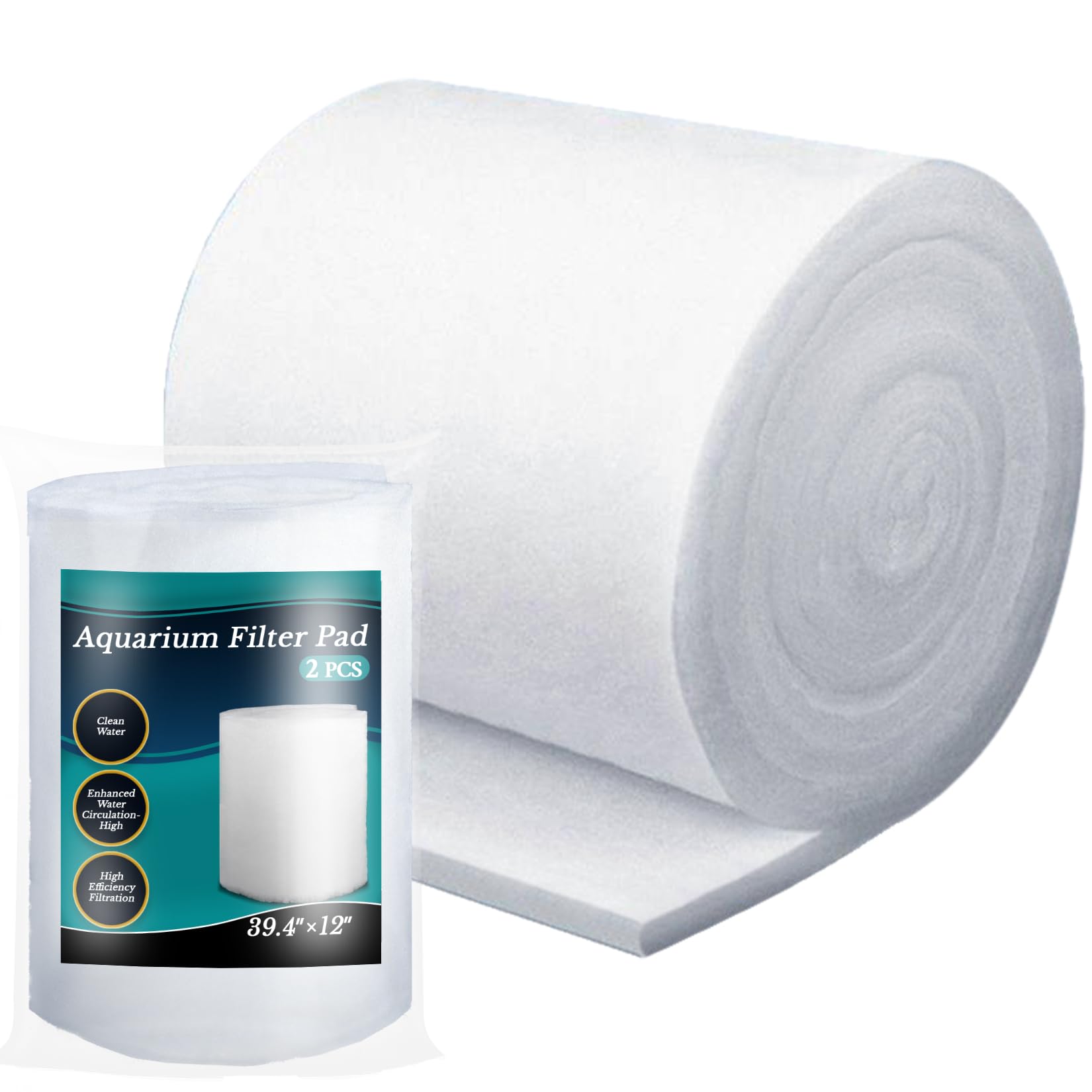 MAQIHAN Aquarium Filter Pad - Aquarium Filter Media,39.4 x 11.8in Media Roll for Fish Tank, Ponds,Garden, Saltwater,Fershwater,Plant, Trutle(White)