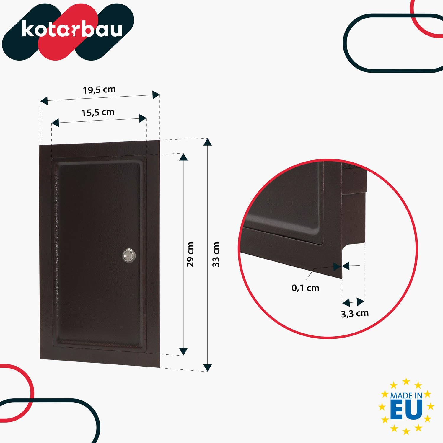KOTARBAU® Puerta de chimenea de cobre antiguo con escudo térmico para abrir con destornillador o moneda, marrón, 155 x 290 mm