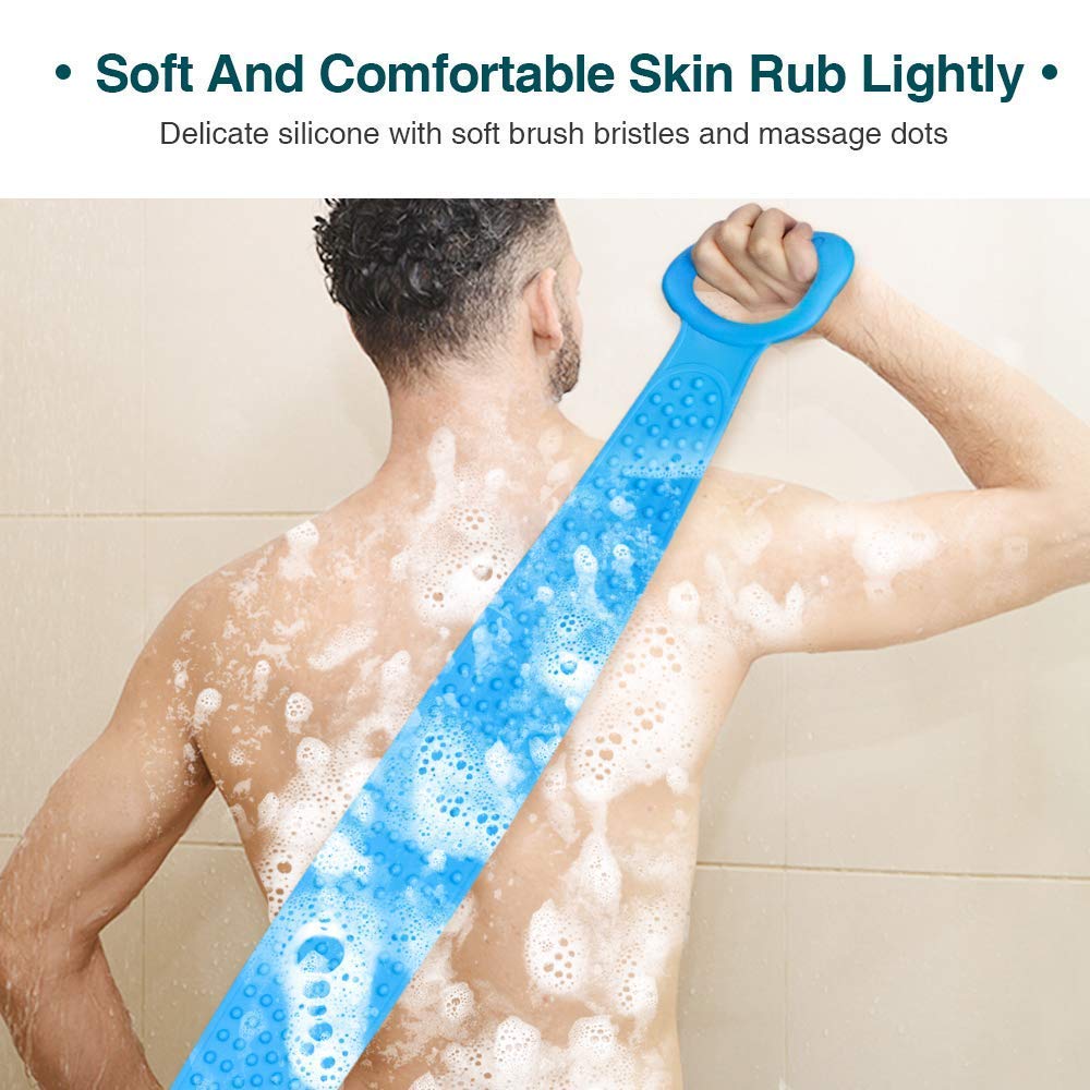 Jemei Silicone Body Brush Scrubber Double Side Back Cleaning Shower Strap for Comfortable Massage Bath TowelBack StrapSilicone Wash Belt Men Women Easy to Clean Suviya Exfoliating Long 2