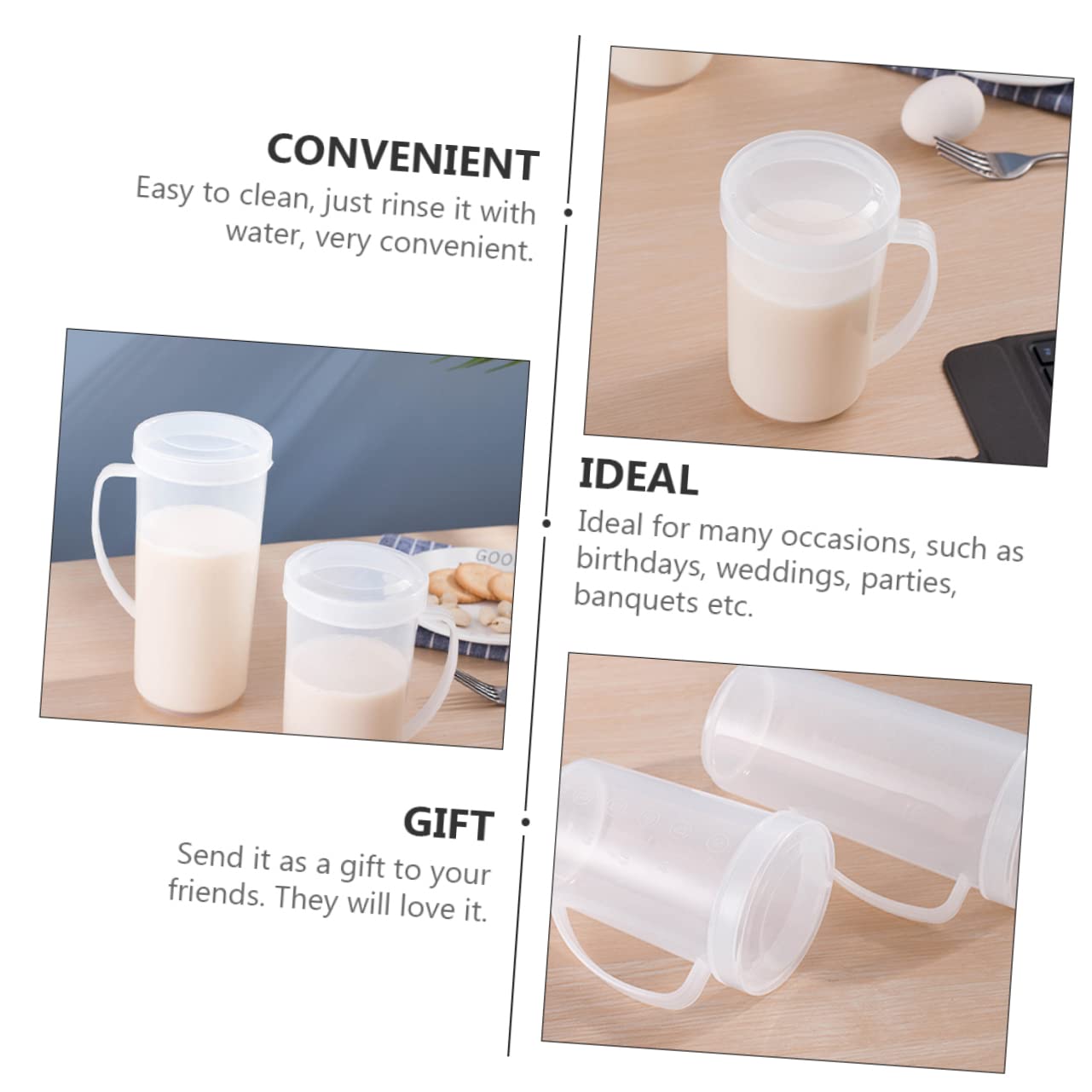 POPETPOP 6piezas Jarras De Plástico Con Escala Para Medir Leche y Café Aptas Para Microondas Para Bebidas Frías y Calientes Jarras Medidoras Para Cocina y Desayuno