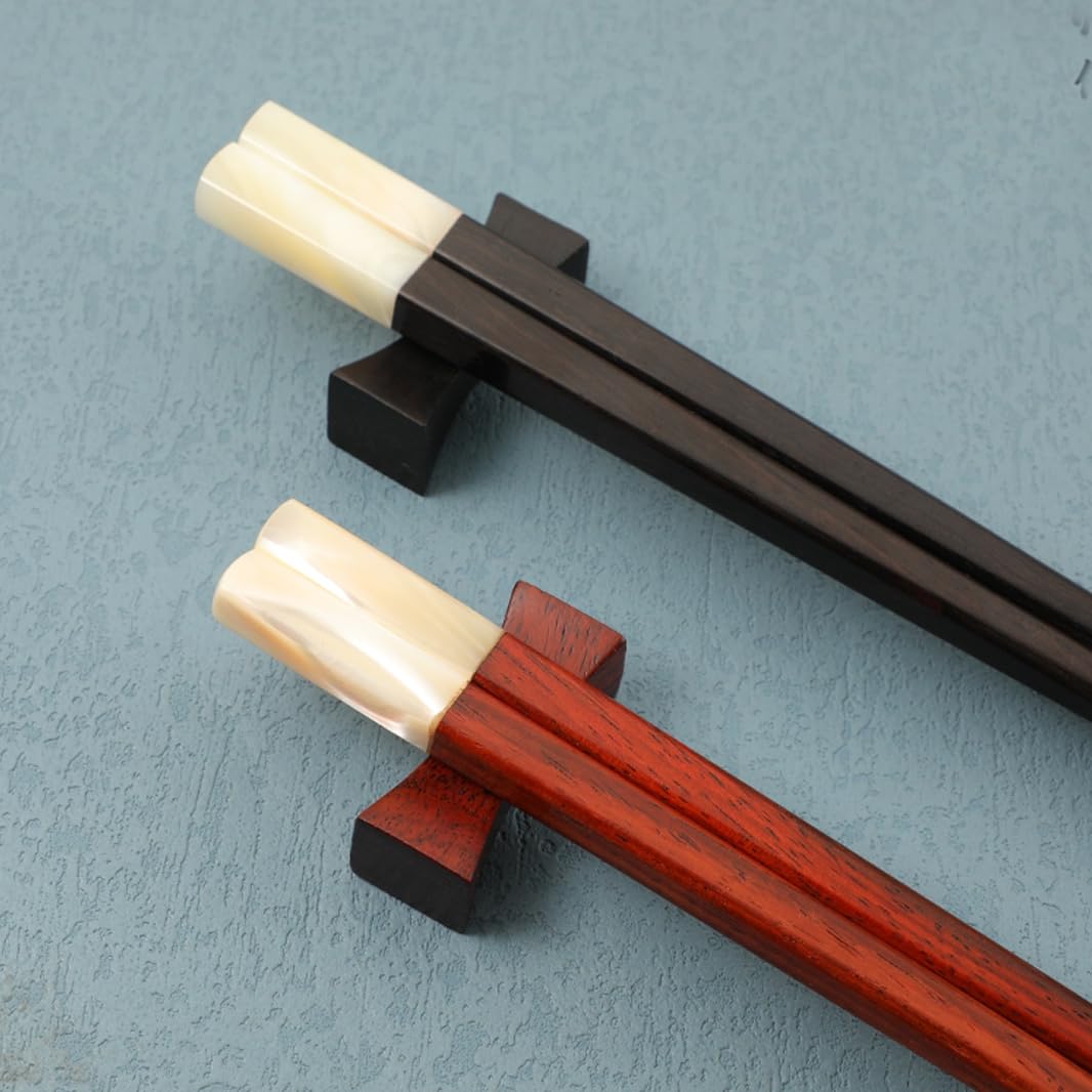 Juego de regalo de palillos chinos reutilizables de madera de ébano de primera calidad, caja de regalo, palillos chinos japoneses coreanos de madera natural con estuche, palillos antideslizantes