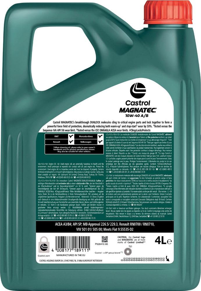 Olio per motore auto lubrificante Magnatec 10W-40 A3/B4 da 4L