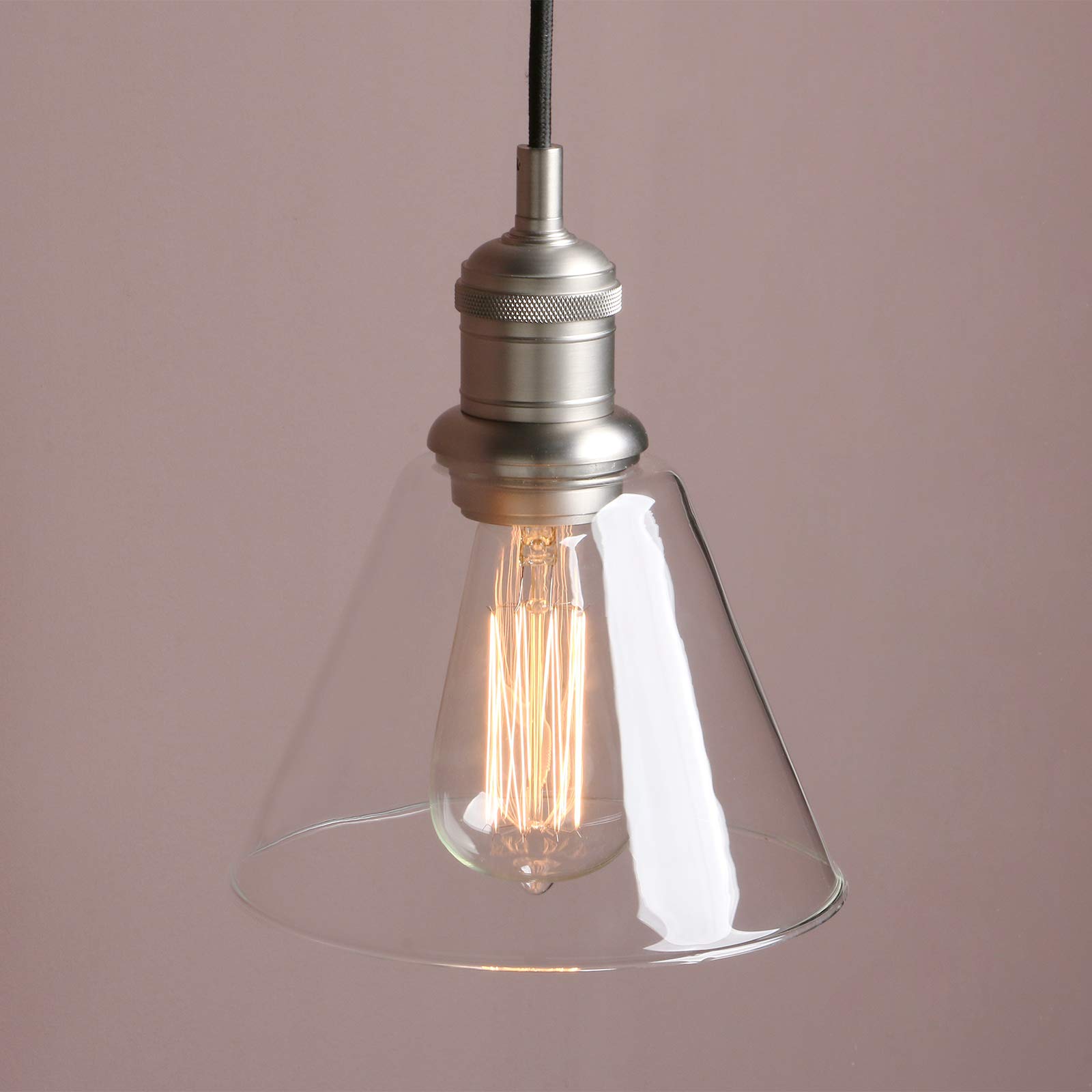 Yosoan Lighting Industrial Vintage Pendant Light Fittings, Loft Bar Edison Hanging Ceiling Lights Decorative Lighting for for Kitchen Island Living Room Bedroom Dining Room (Brushed)