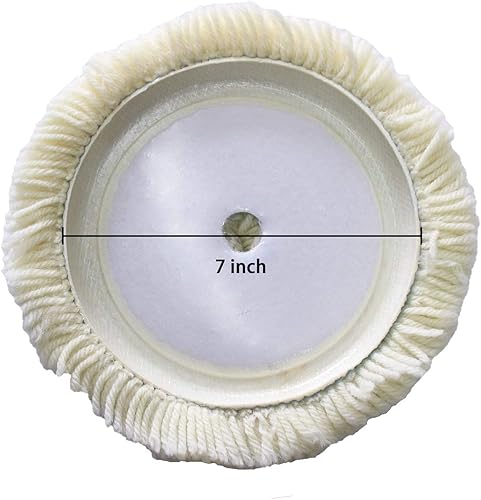 Miniatura 3 de Kit de almohadillas de pulido de lana de 7 pulgadas, 3 piezas, 100% lana natural para automóvil, gancho y bucle para corte y pulido compuesto para