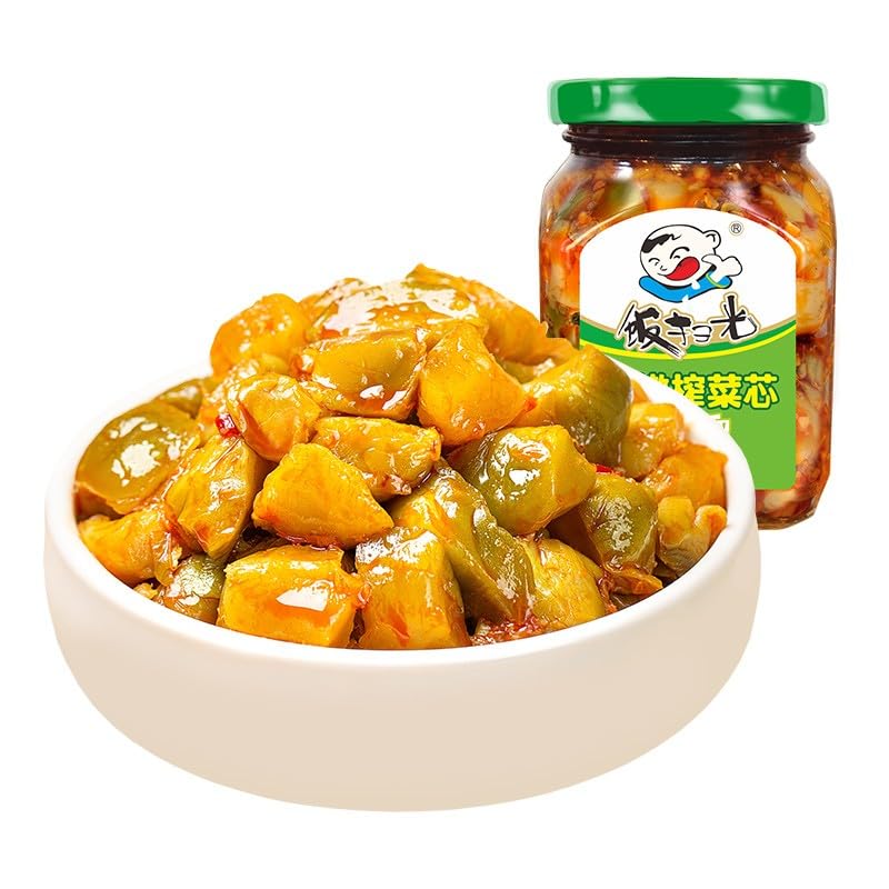 Chinese snacks, pickles, Pickled vegetables, pickles 饭扫光 榨菜 鲜嫩榨菜芯 鲜脆豇豆 下饭菜 香辣酱菜 开味腌菜 咸菜 (鲜嫩榨菜芯352g)