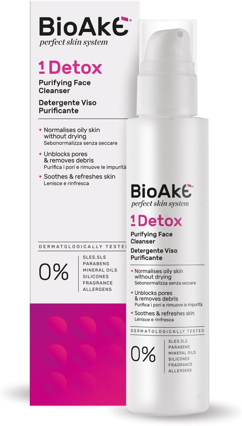 Bioake Detox Facial Cleanser for oily, combined, impure and sensitive skin. Purifying, anti-perfection, reduces sebum, purifies dilated pores. Removes makeup. 150ml Bioake Detox Facial Cleanser for oily, combined, impure and sensitive skin. Purifying, anti-perfection, reduces sebum, purifies dilated pores. Removes makeup. 150ml