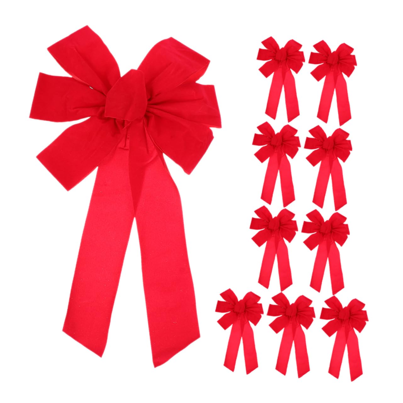 ULTECHNOVO 10pezzi Fiocchi di Velluto Rosso Grande Decorativo Fiocchi per Albero di Natale Velluto Natalizi