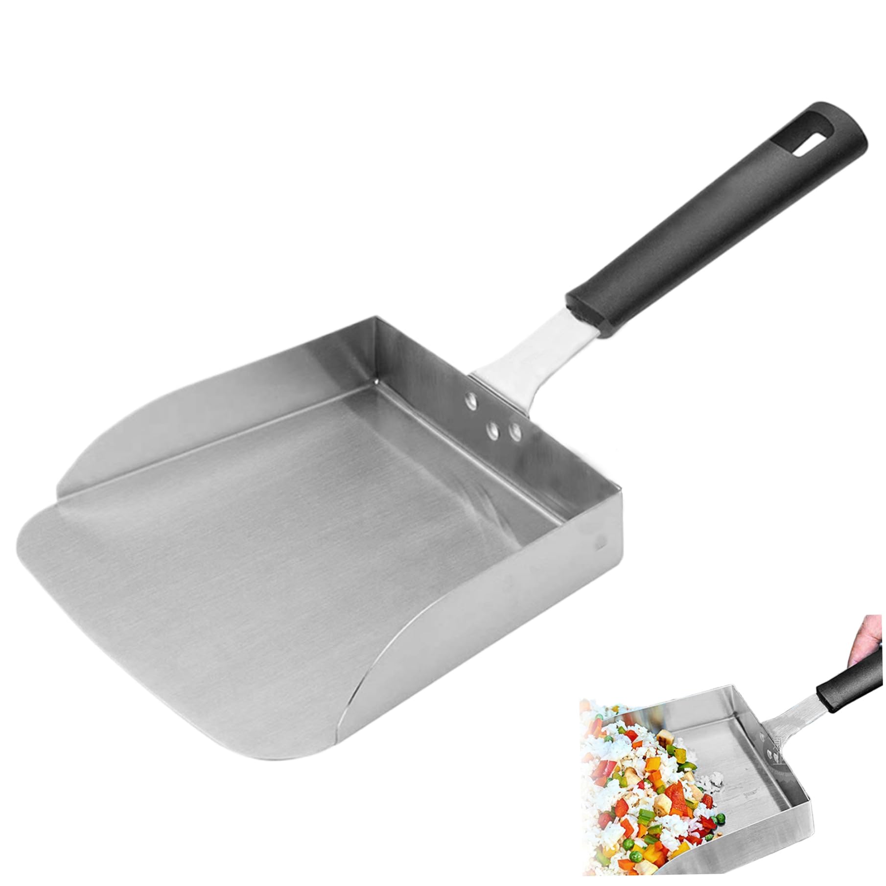 PithCogent Smash Burger Spatula|Griddle Scoop Flat Top Food Shovel for Griddle 15'' Stainless Steel Smash Burger Spatula Scraper Large Tool for Stir Fry and Move Food
