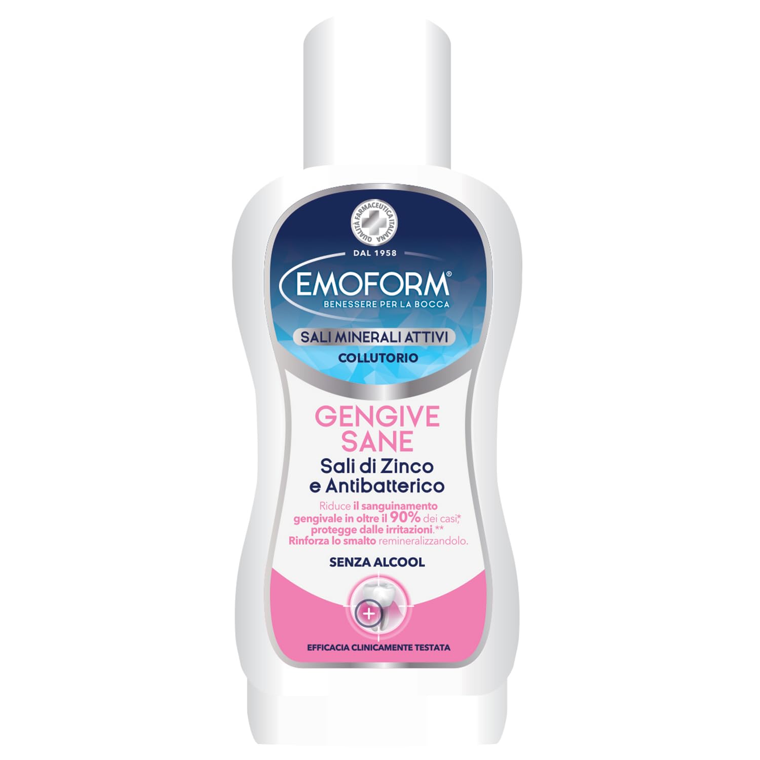 Emoform Gengive Sane 400ml Collutorio Senza Alcool Sali Minerali Attivi con Zinco e Fluoro Colluttorio Antibatterico per Gengive Sensibili, Igiene Orale Quotidiana Riduce Sanguinamente Rinforza Smalto
