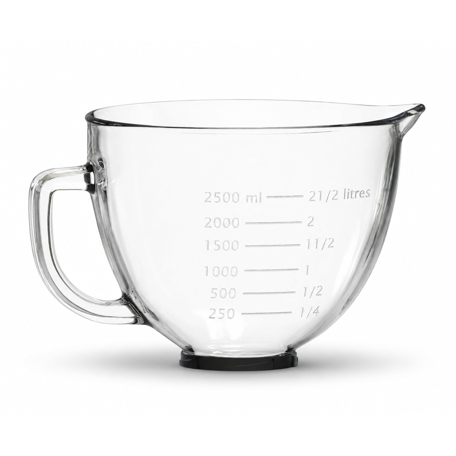 MMOBIEL Ciotola in Vetro per Mixer 4.8L per KitchenAid 4.3, 4.7/4.8L Planetaria con Ciotola Sollevabile Serie Artisan & Classic Manico, Beccuccio e Marcature di Misurazione – Lavaggio a Mano