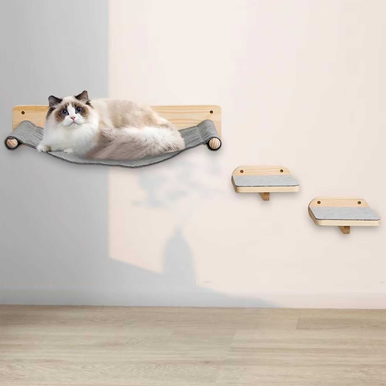 NEWFUN Cama Gato Pared, Estanterías para Gatos, Gatos Pared, Juego de 3 Rocódromos para Gatos, Trampolín para Gatos, Estanteria para Gatos, Plataforma para Gatos, Estantería para Gatos