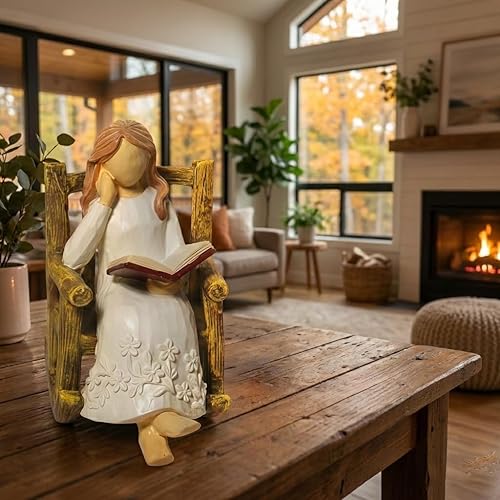 Miniatura 8 de Figura de libro para estantes, regalos para mujeres, lectores, resina, lectura, mujer, estatua de biblioteca, decoración de biblioteca, regalos para