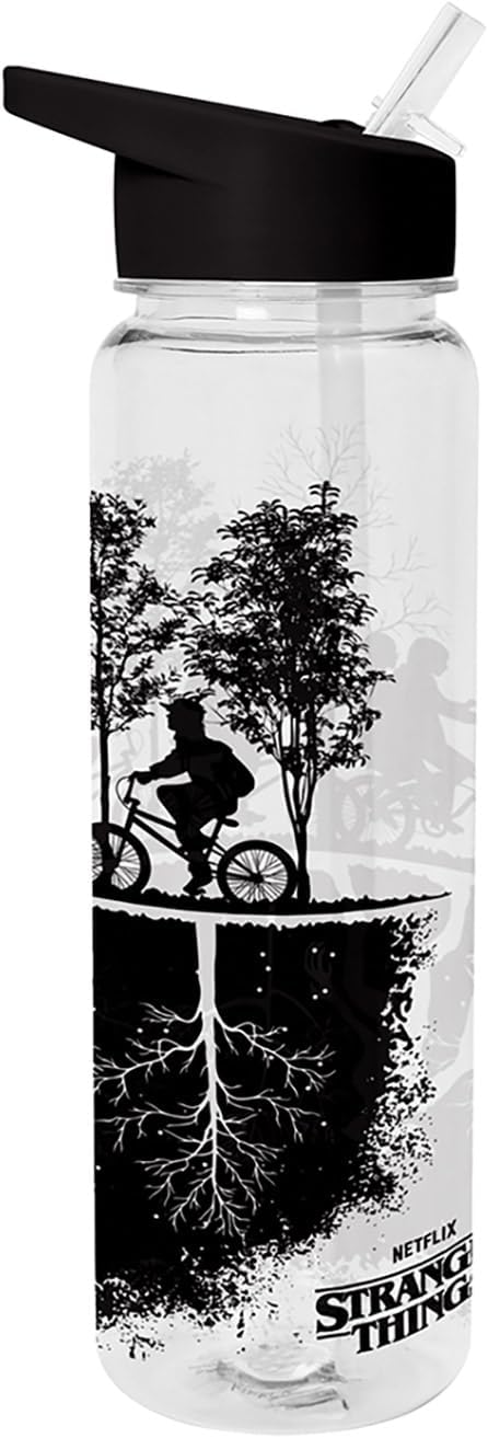Stranger Things Upside Down Design Travel Bottle - 25oz/700ml Durable, Leak-Proof Plastic Drinkware, Stylish Hydration on The Go - Officially Licensed Netflix Merchandise