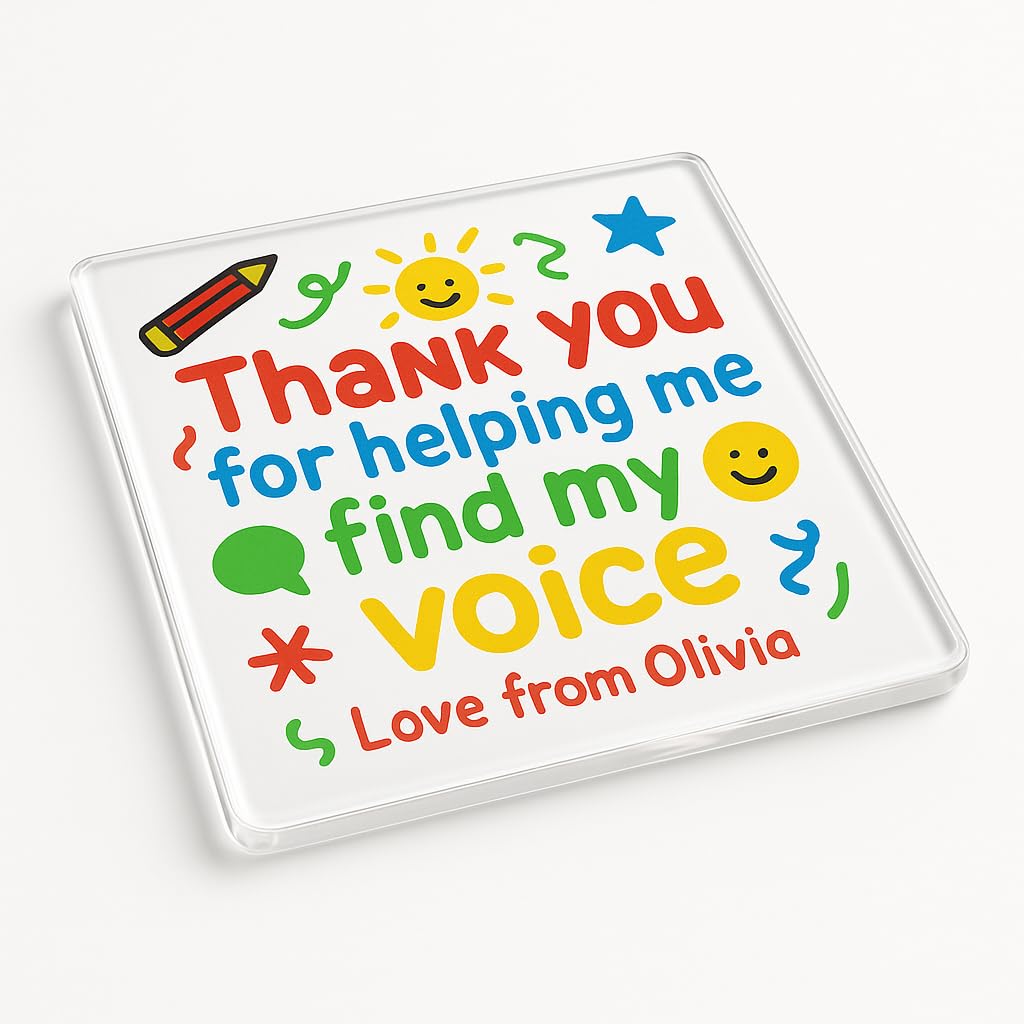 The Plum Penguin Vibrant Gratitude Personalised Thank You Teacher Gift Acrylic Coaster Gift With Design - Colourful Thank You Teacher Appreciation Keepsake From Pupil