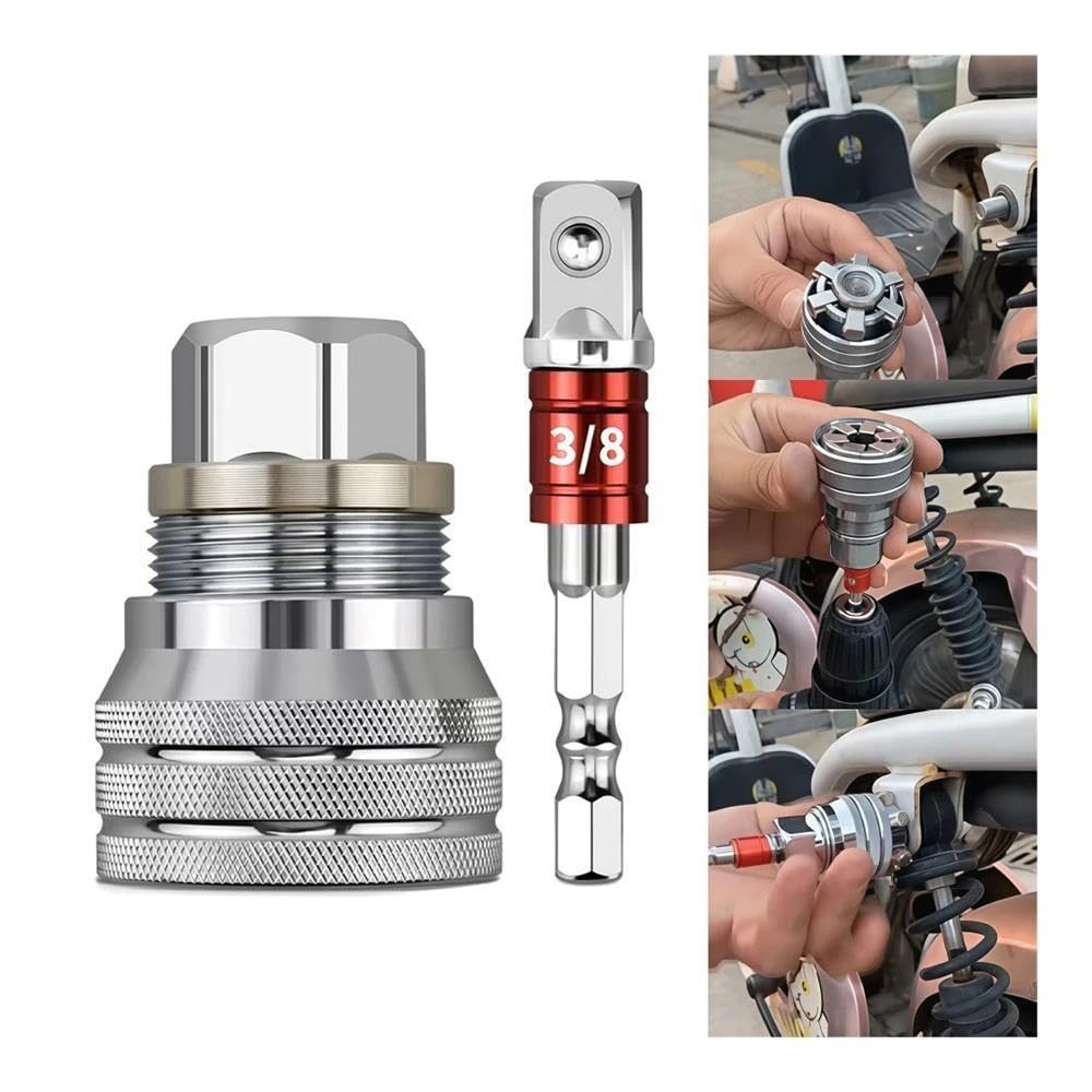 Set 3 chiavi bussola per trapano chiave dinamometrica 3/8-3/4" | Adattatore universale regolabile da 10‑19 mm(B-3set)