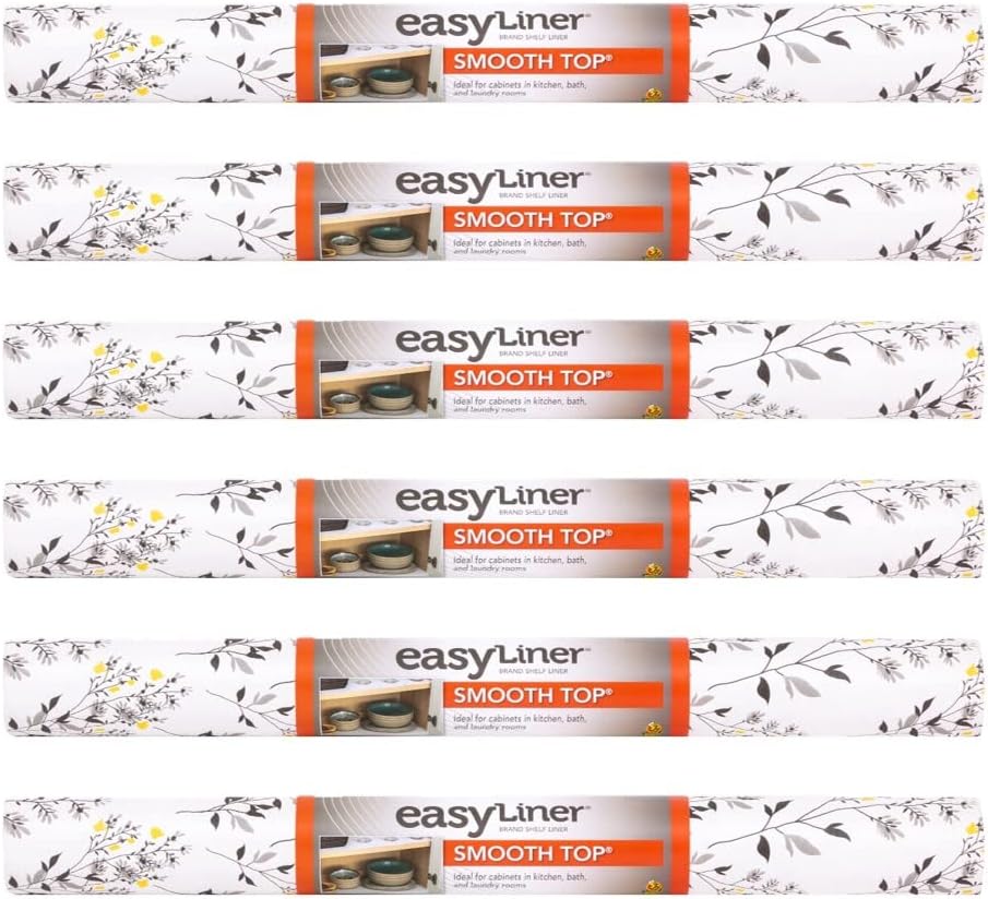 Duck EasyLiner Brand Smooth Top Shelf Liner, Taupe Quatrefoil, 12 in. x 10 ft, 6 Rolls -