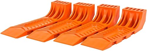 Miniatura 4 de Mytee Products Patines de neumáticos entrelazados para camión de grúa, camión de auxilio, transportador de vuelco, color naranja (juego de 4 piezas)