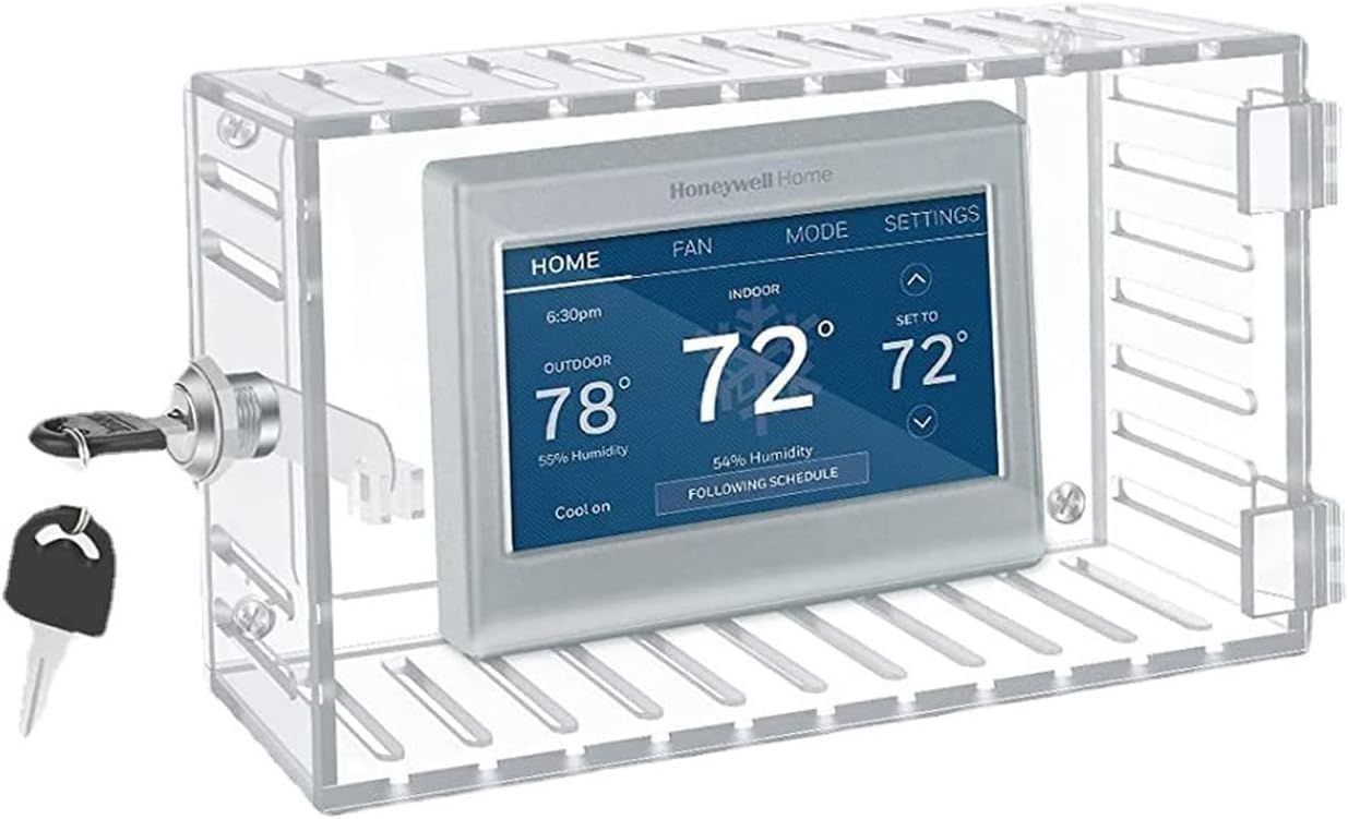 Universal Thermostat Lock Box with Key,Large Clear Thermostat Cover for