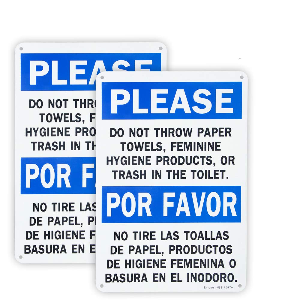 2 Pack Please Do Not Throw Paper Towels, Feminine Hygiene Products, Or